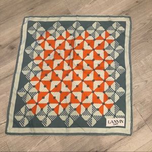 Vintage 24" Square Geometric Print Lanvin Scarf Hand Rolled Hem Signed